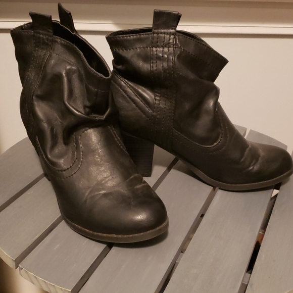 Western Faux Leather 3" Heel Ankle Boots - Picture 1 of 5
